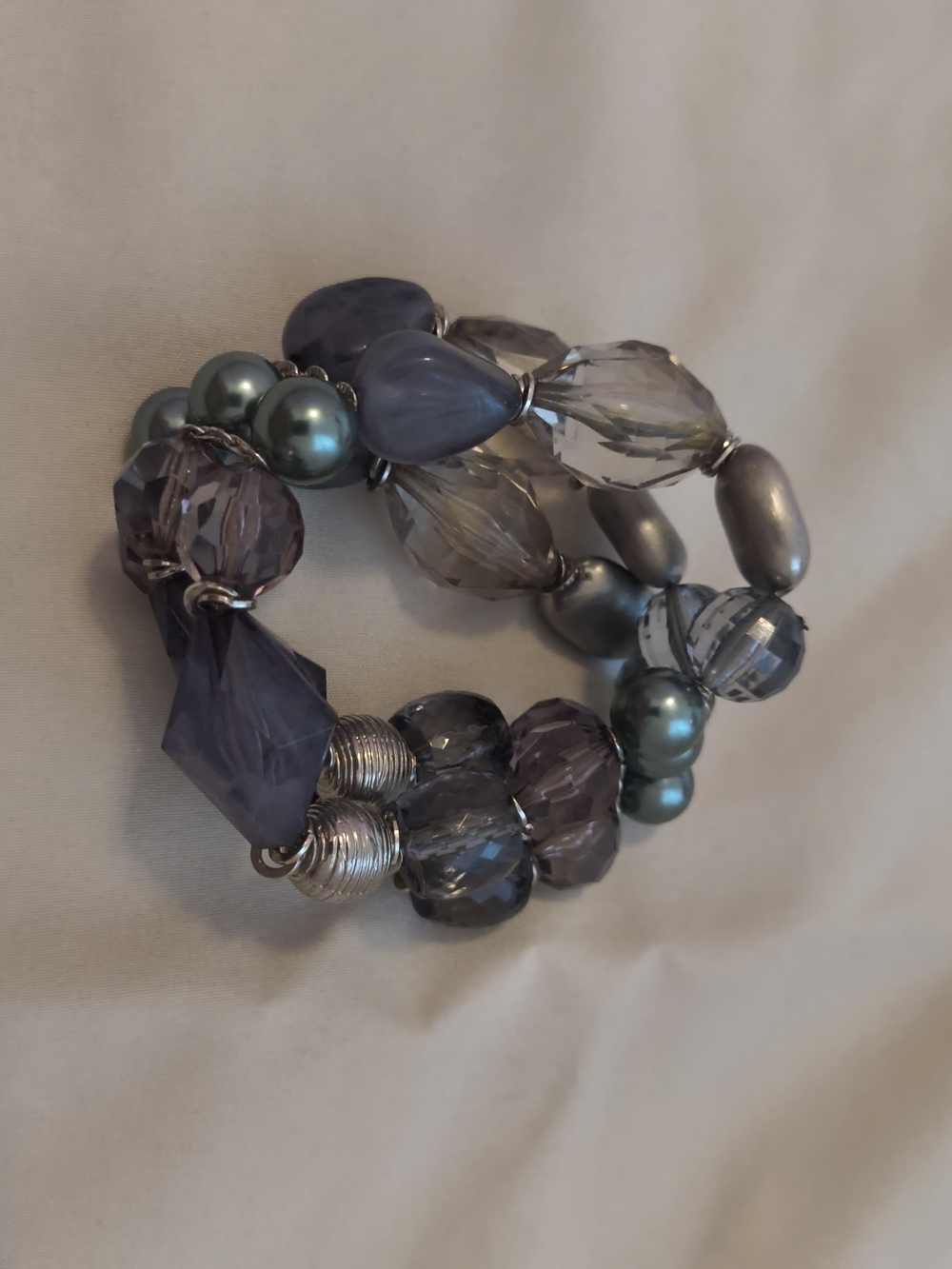 Lavender Glass Multi-Bead Stretch Bracelet